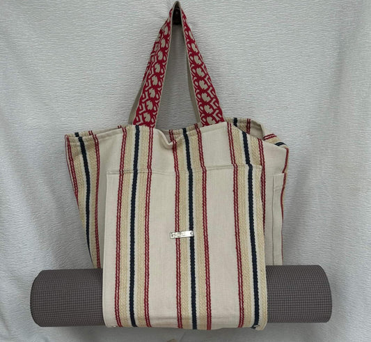 Yoga Bag - Straips Blue & Red